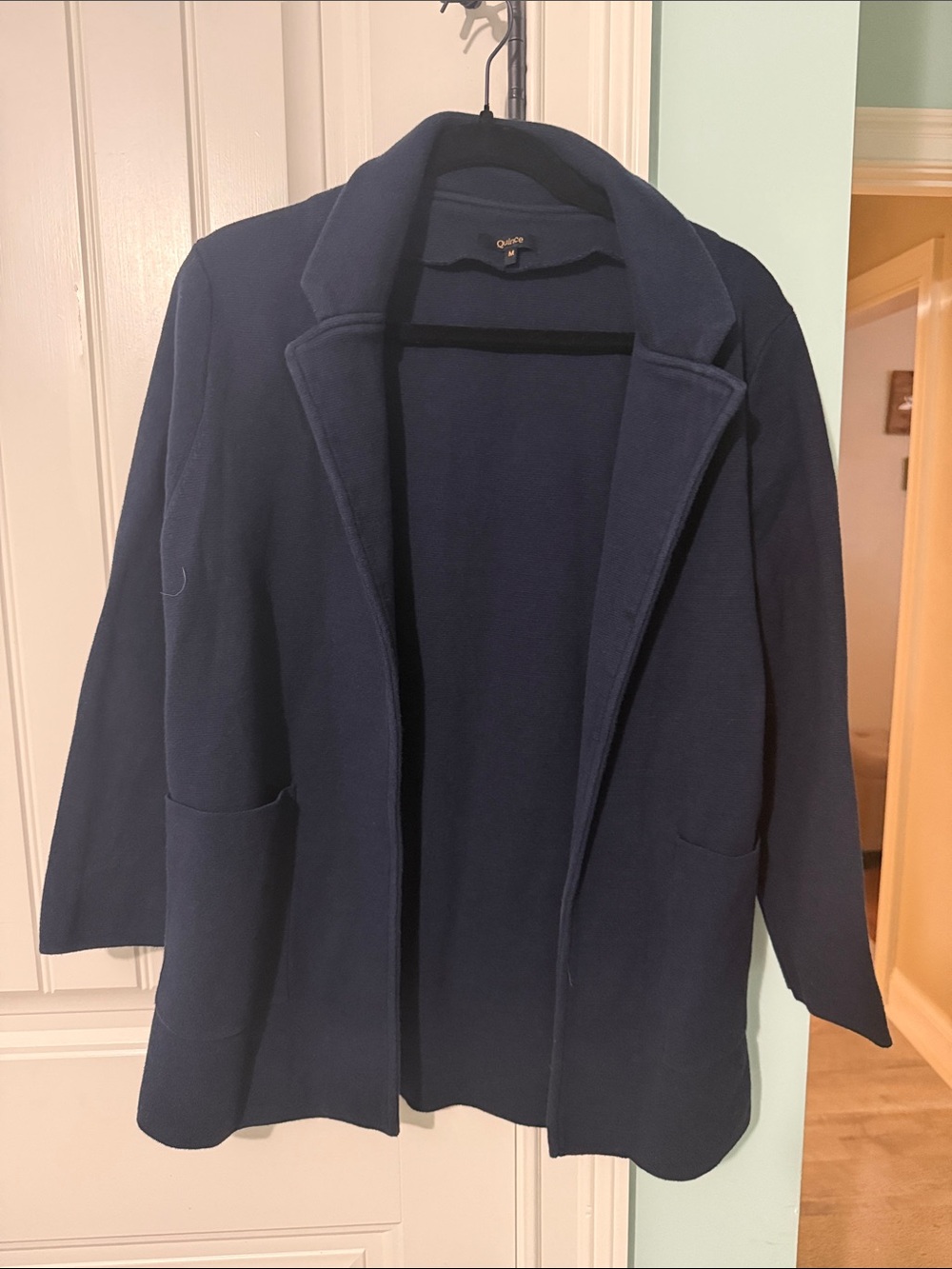 Quince Navy Open-Front Blazer Jacket